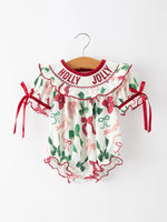 Rylee Faith Designs - Christmas Baby Girls Holly Jolly Smocked Bubble Romper