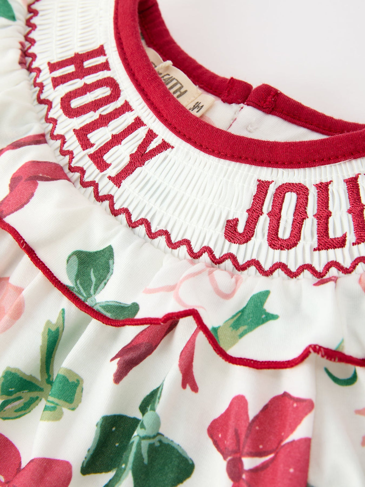Rylee Faith Designs - Christmas Baby Girls Holly Jolly Smocked Bubble Romper - alternate view 3