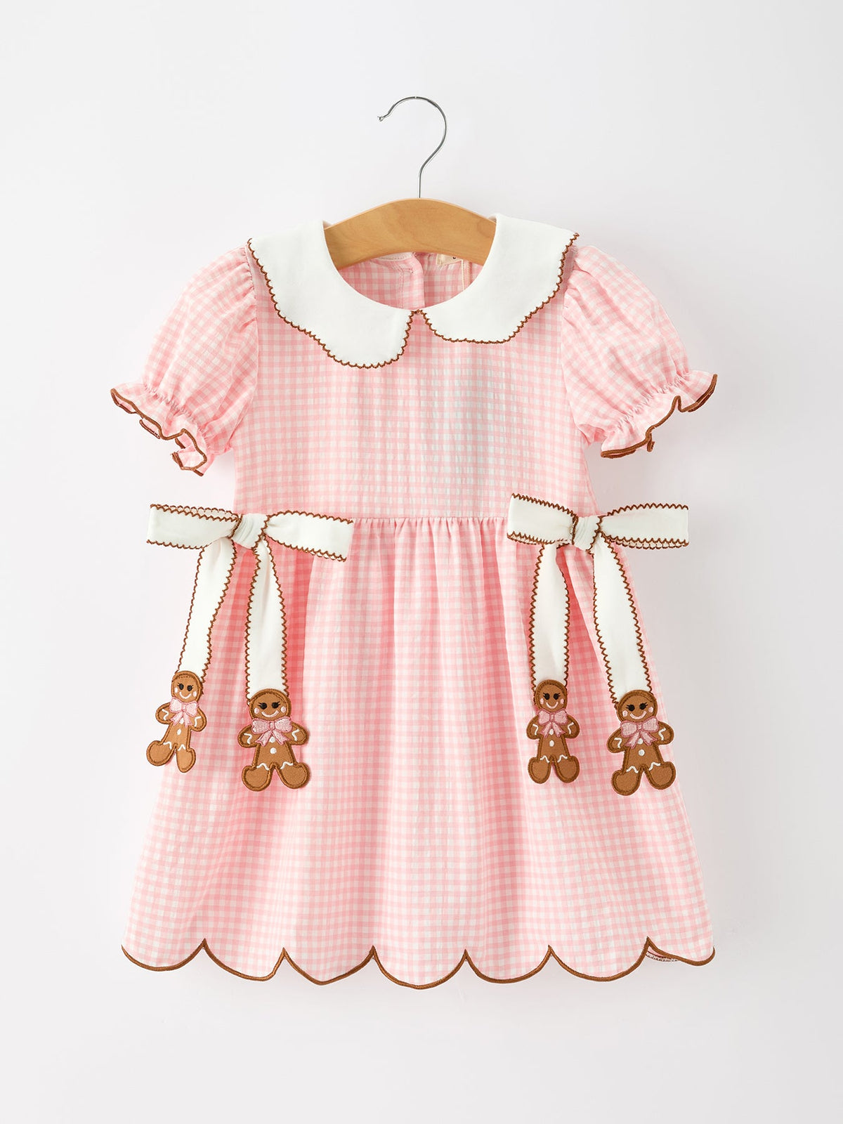 Rylee Faith Designs - Christmas Girls Gingerbread Peter Pan Collar Dress - alternate view 2