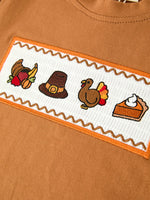 Rylee Faith Designs - Thanksgiving Boys Embroidered Shirt Gingham Pants Set Fall Outfit - alternate view 7