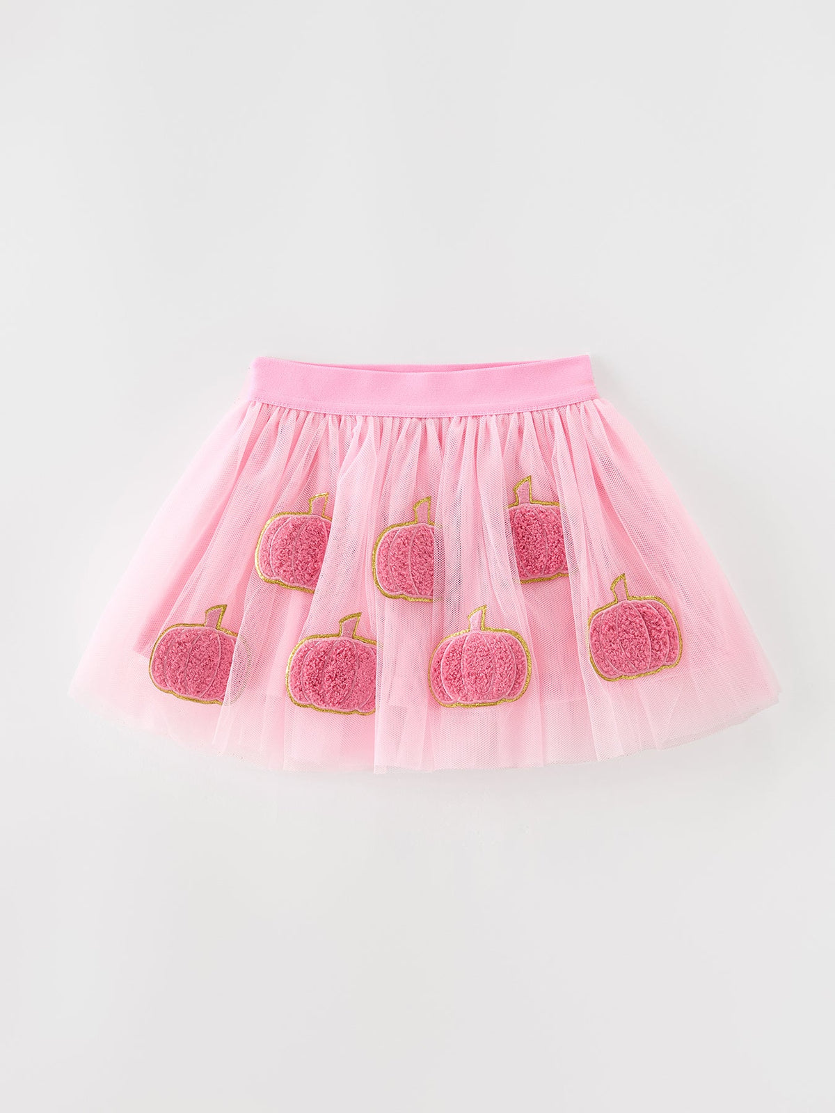 Rylee Faith Designs - Fall Girls Pink Pumpkin Appliqué Tulle Skirt - alternate view 3