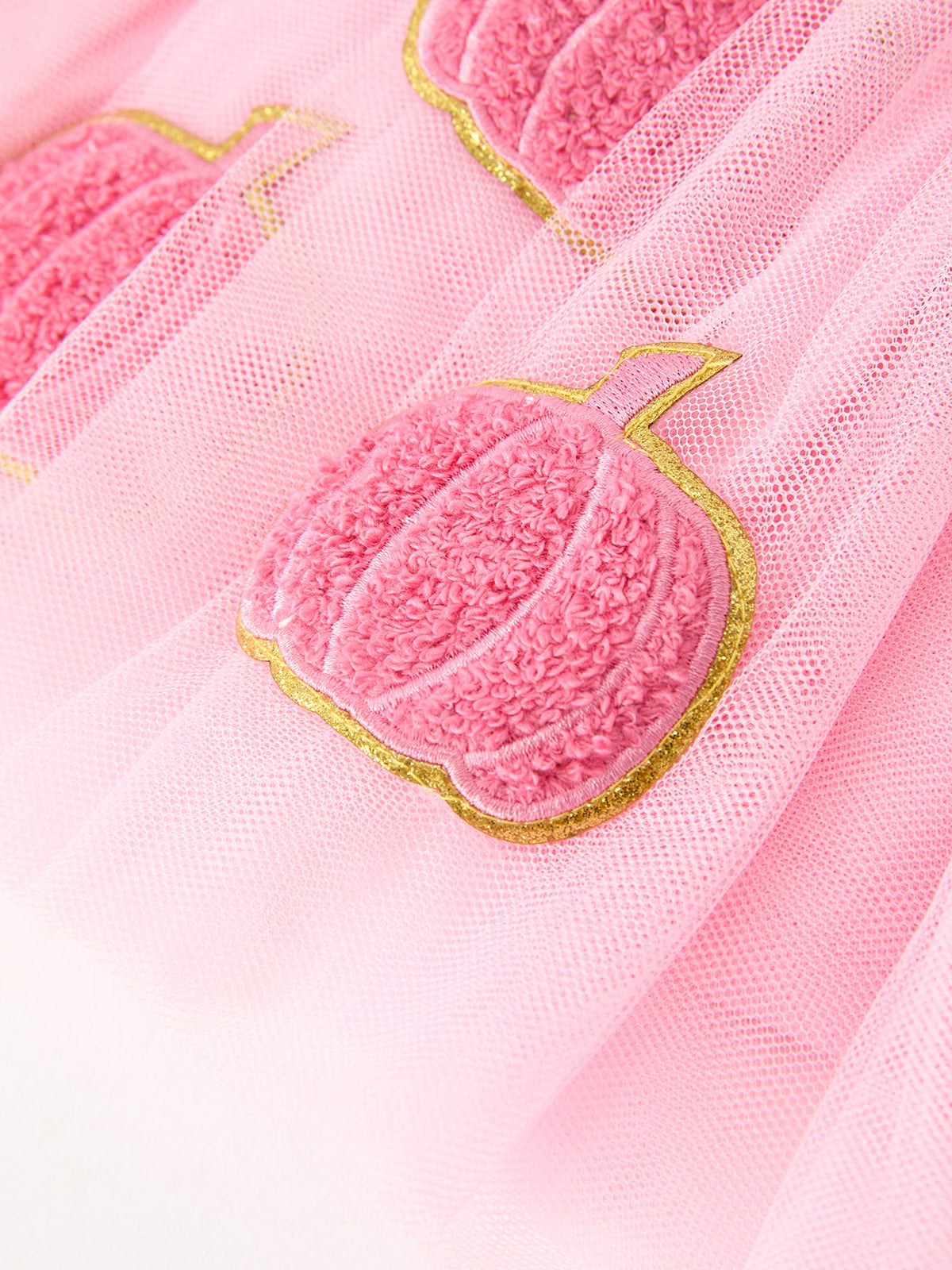 Rylee Faith Designs - Fall Girls Pink Pumpkin Appliqué Tulle Skirt - alternate view 5