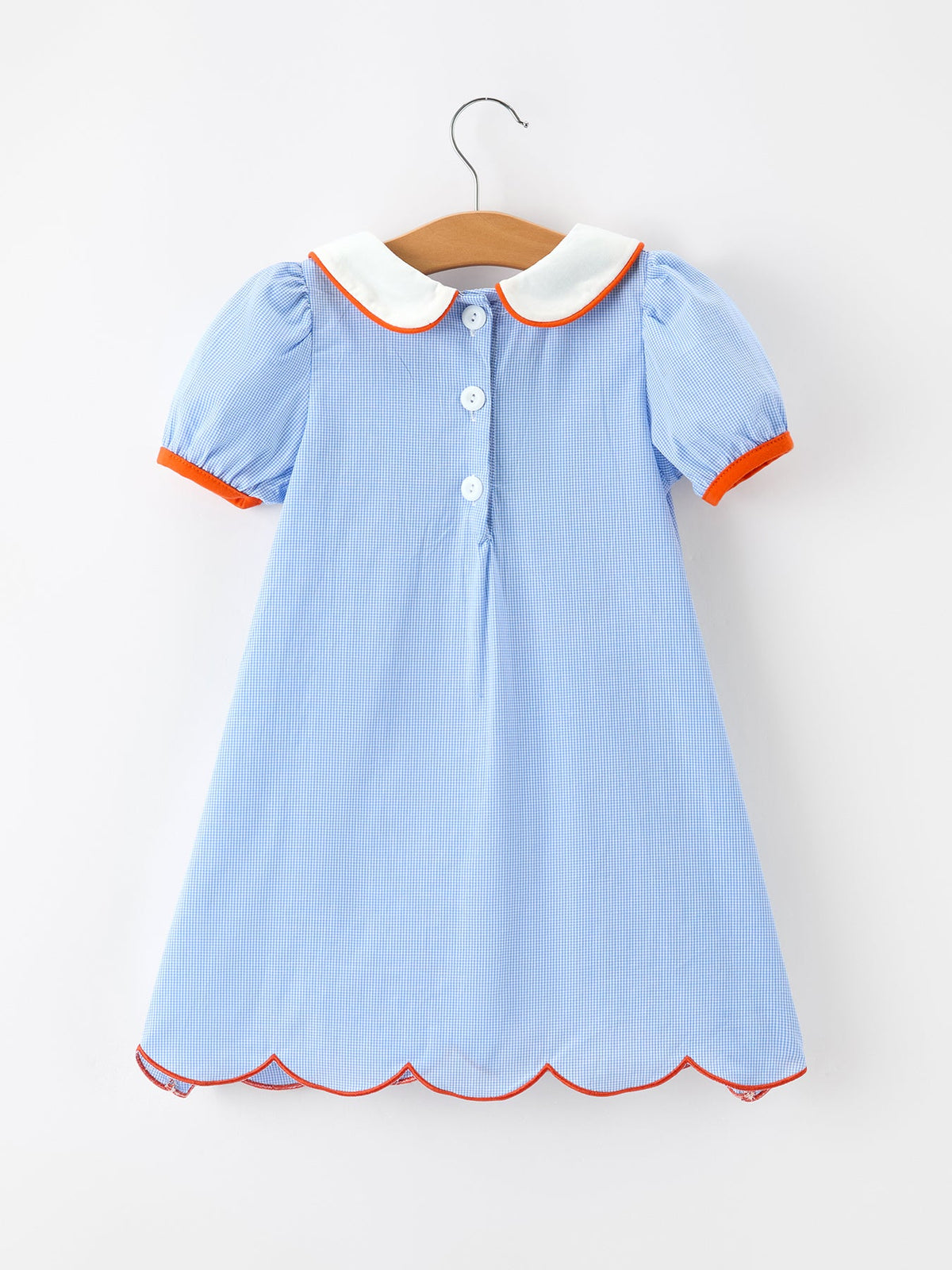 Rylee Faith Designs - Fall Girls Plaid Pumpkin Appliqué Peter Pan Collar Dress - alternate view 2
