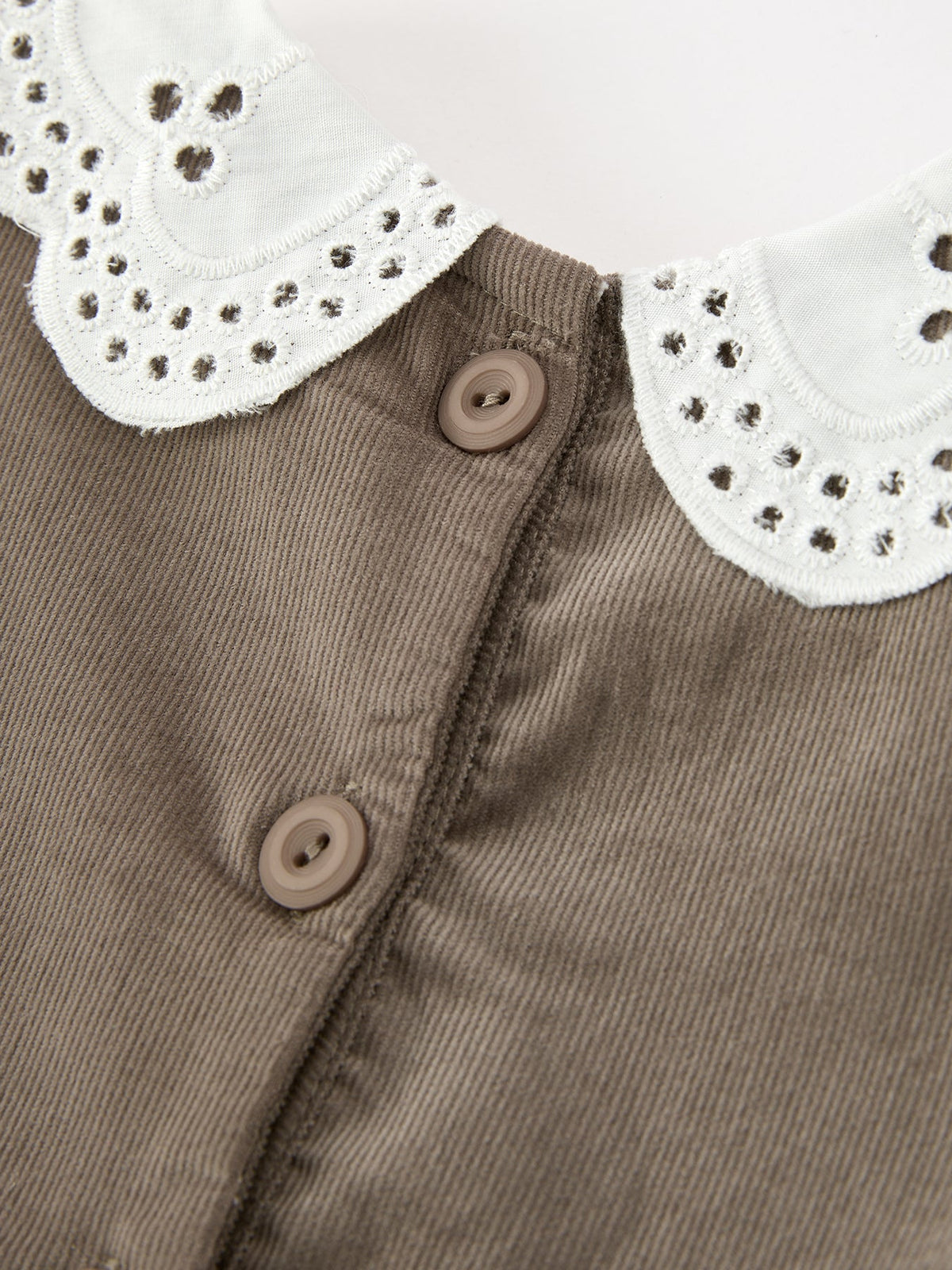 Rylee Faith Designs - Fall Girls Pumpkin Smocked Eyelet Collar Corduroy Dress - alternate view 5