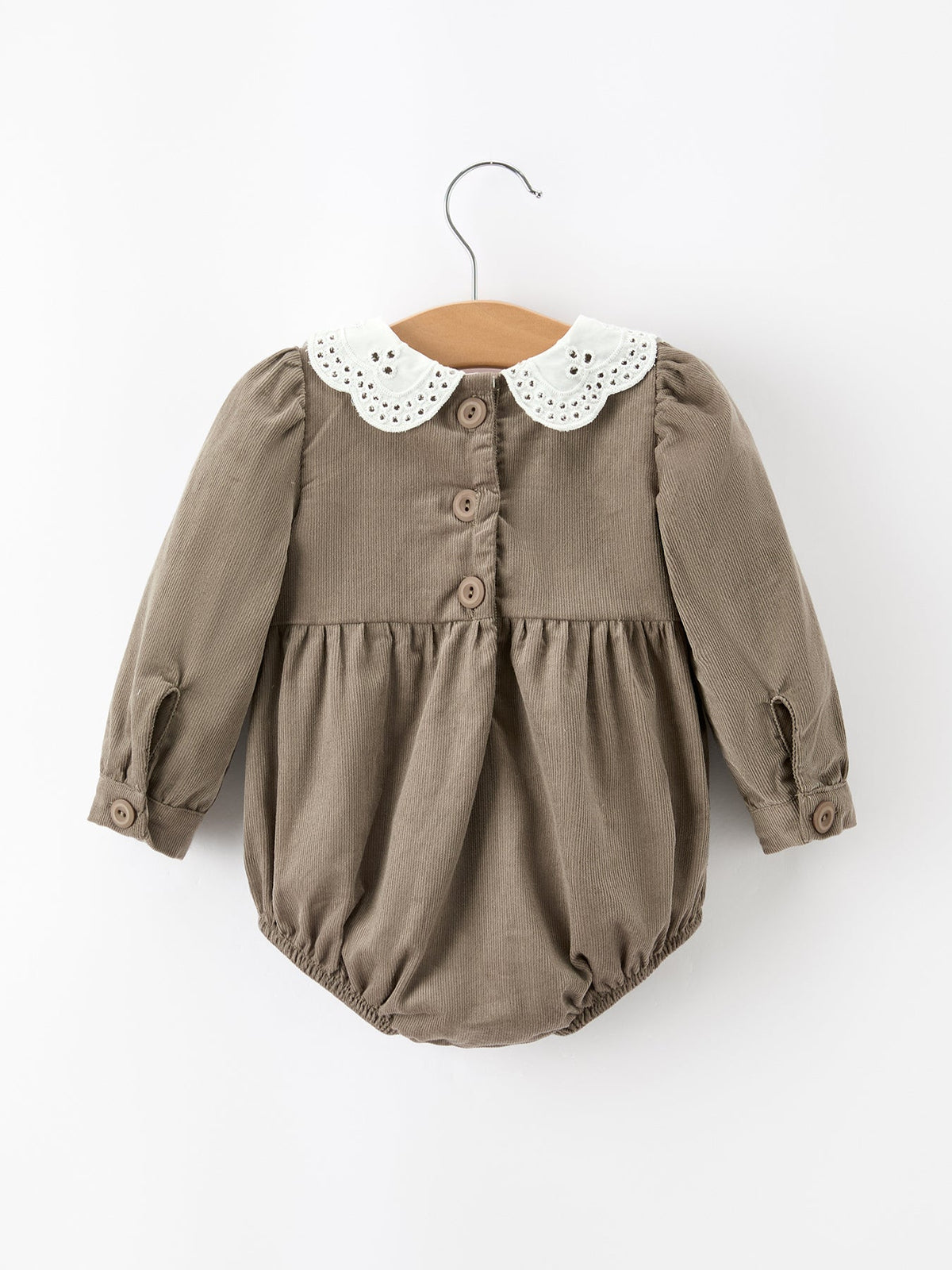 Rylee Faith Designs - Fall Baby Girls Pumpkin Smocked Eyelet Collar Romper - alternate view 2