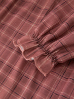 Rylee Faith Designs - Girls Brown Plaid Lace-Trim Peter Pan Collar Dress - alternate view 4