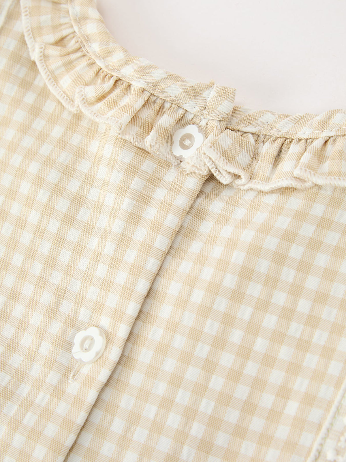 Rylee Faith Designs - Girls Goose Embroidered Beige Plaid Ruffle Dress - alternate view 5