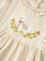 Rylee Faith Designs - Baby Girls Goose Embroidered Beige Plaid Ruffle Bloomer Set - alternate view 3