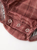 Rylee Faith Designs - Baby Girls Brown Plaid Floral Lace Collar Romper - alternate view 5