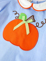 Rylee Faith Designs - Fall Girls Pumpkin Appliqué Peter Pan Collar Bloomer Set - alternate view 3