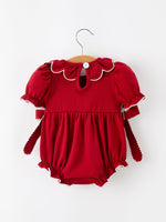 Rylee Faith Designs - Baby Girls Christmas Reindeer Smocked Bubble Romper - alternate view 6