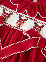 Rylee Faith Designs - Baby Girls Christmas Reindeer Smocked Bubble Romper - alternate view 7