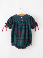 Rylee Faith Designs - Girls Christmas Plaid Smocked Bubble Romper - alternate view 2