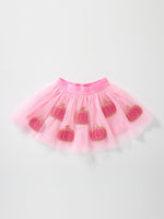 Rylee Faith Designs - Fall Girls Pink Pumpkin Appliqué Tulle Skirt