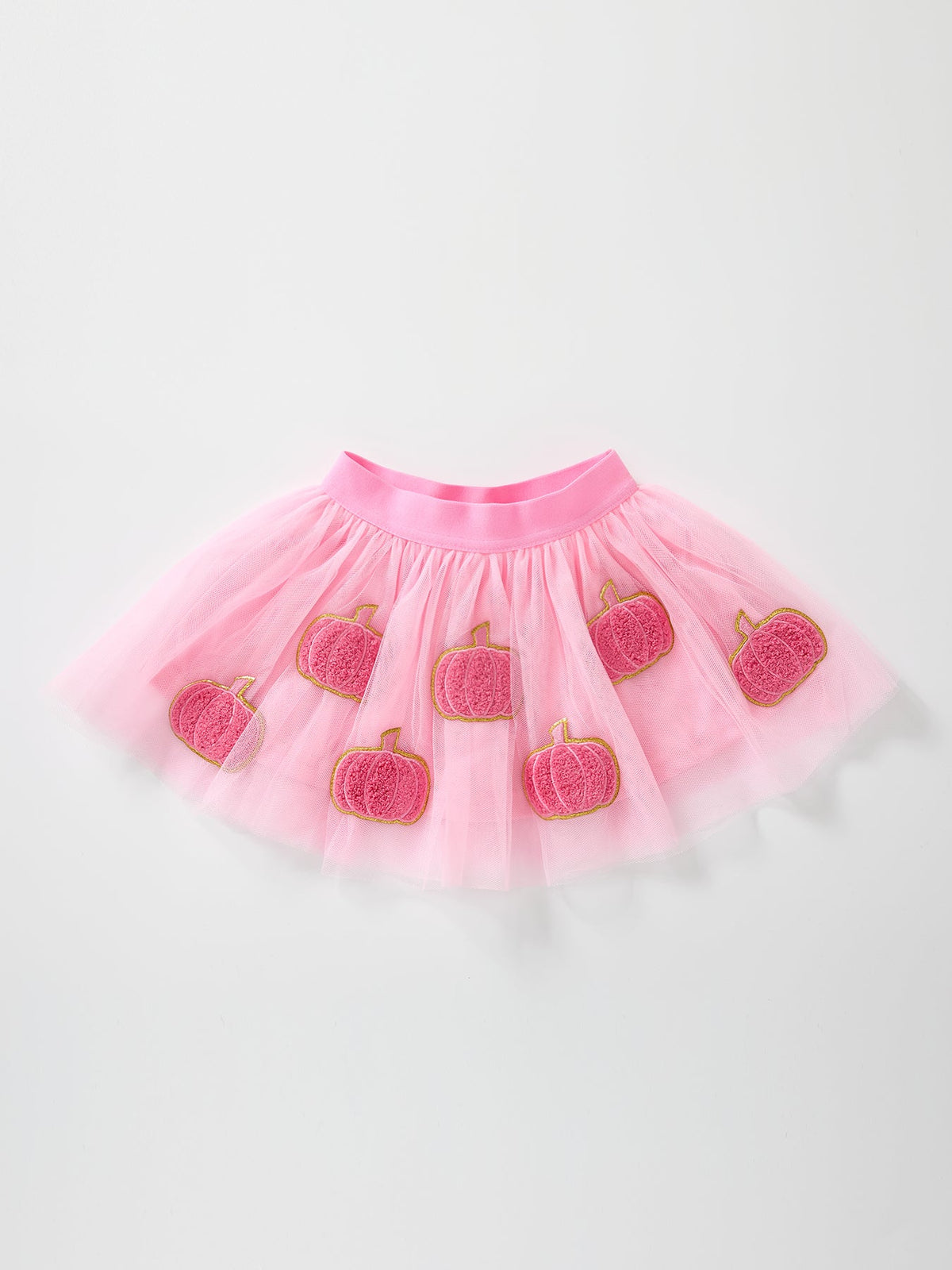 Rylee Faith Designs - Fall Girls Pink Pumpkin Appliqué Tulle Skirt