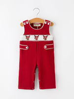 Rylee Faith Designs - Baby Boys Christmas Reindeer Smocked Red Jonjon - alternate view 6