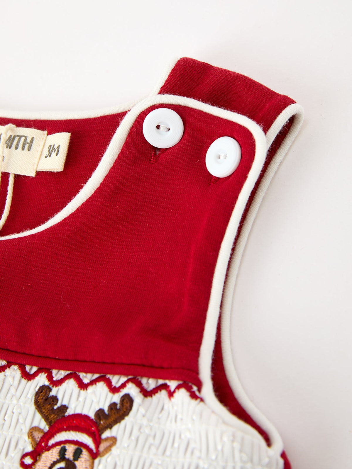 Rylee Faith Designs - Baby Boys Christmas Reindeer Smocked Red Jonjon - alternate view 8