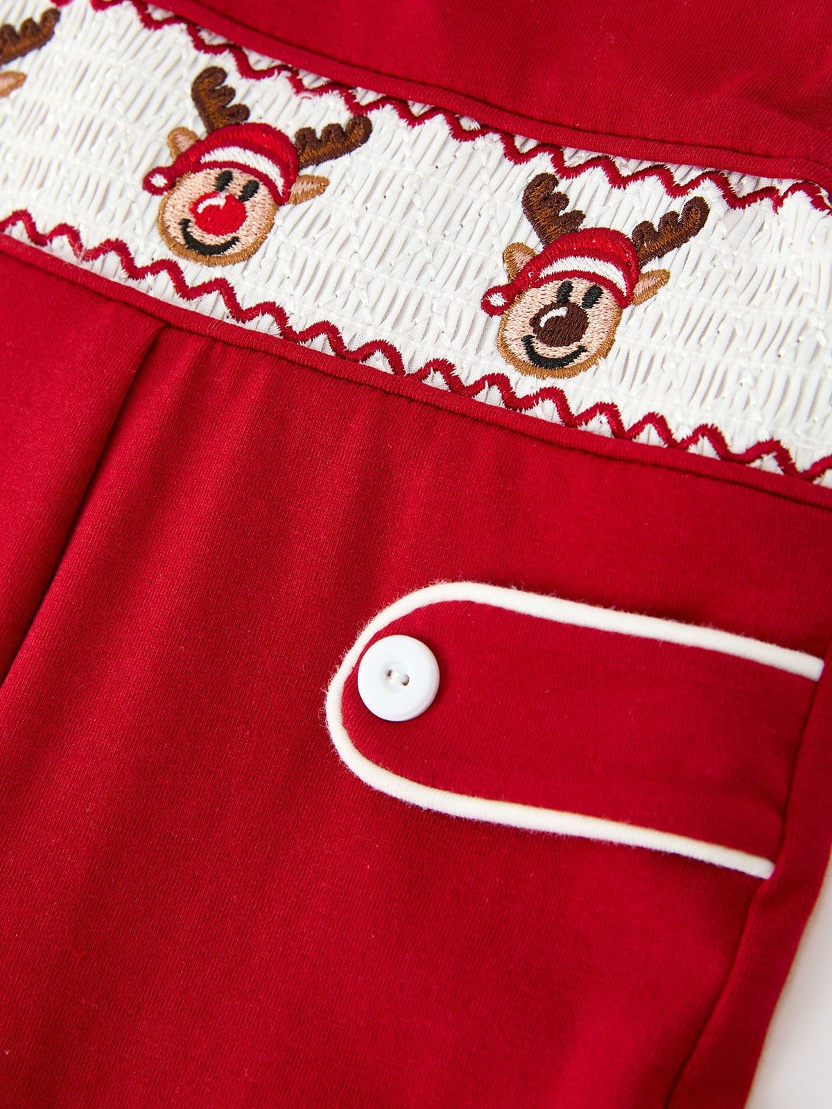Rylee Faith Designs - Baby Boys Christmas Reindeer Smocked Red Jonjon - alternate view 9