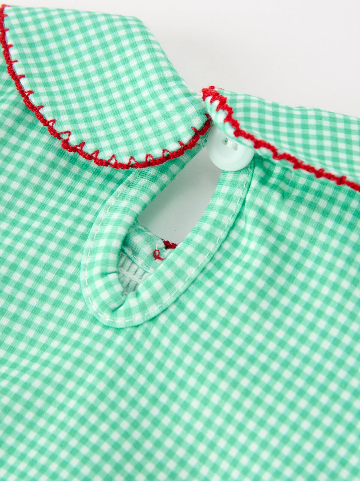 Rylee Faith Designs - Christmas Girls Green Plaid Smocked Bow Bubble Romper - alternate view 4