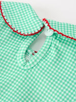 Rylee Faith Designs - Christmas Girls Green Plaid Smocked Bow Bubble Romper - alternate view 4