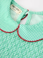Rylee Faith Designs - Christmas Girls Green Plaid Smocked Bow Peter Pan Collar Dress - alternate view 3