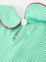 Rylee Faith Designs - Christmas Girls Green Plaid Smocked Bow Peter Pan Collar Dress - alternate view 5
