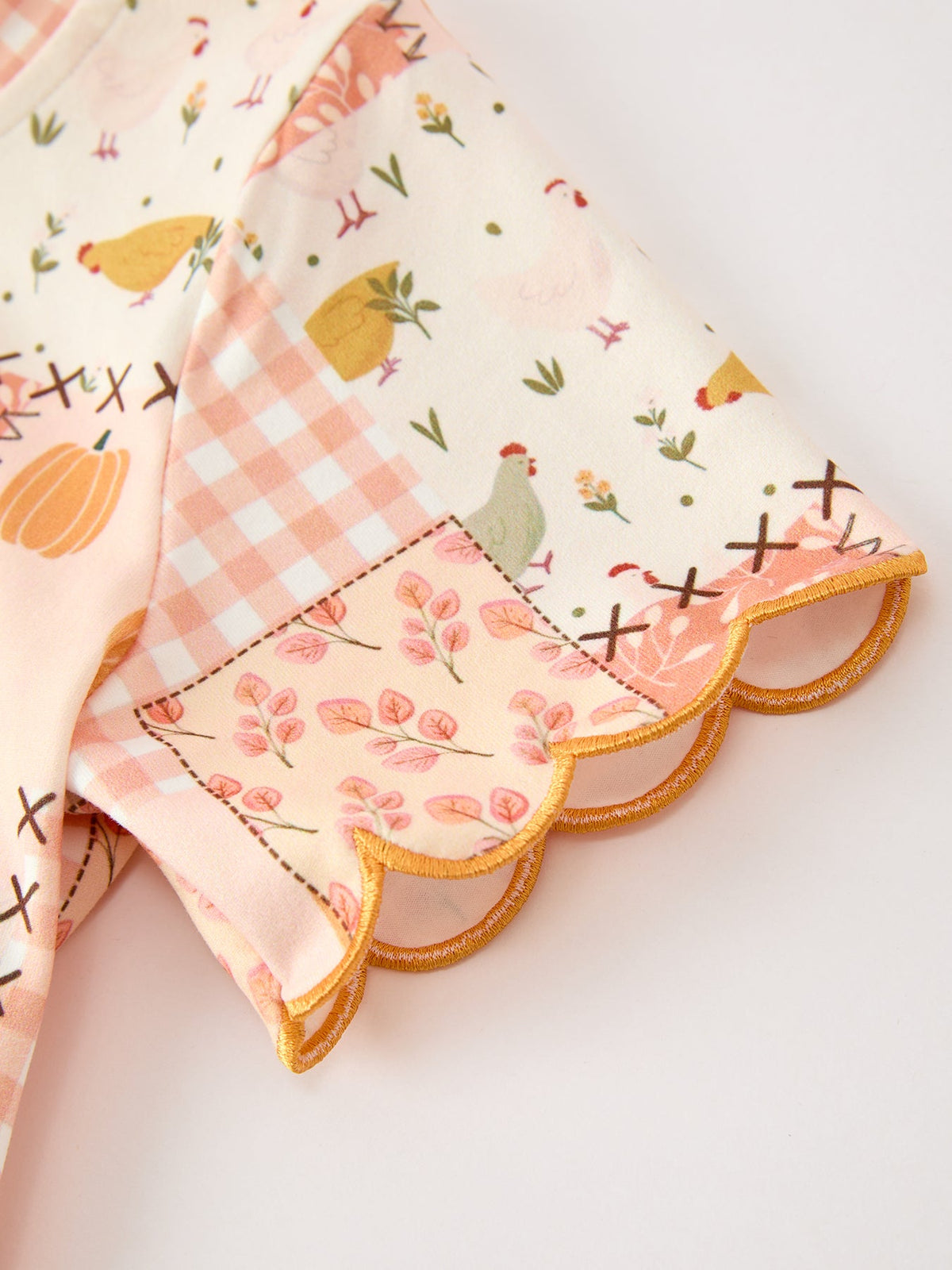 Rylee Faith Designs - Thanksgiving Pumpkin Patchwork Girls Top And Shorts Outfit - alternate view 4