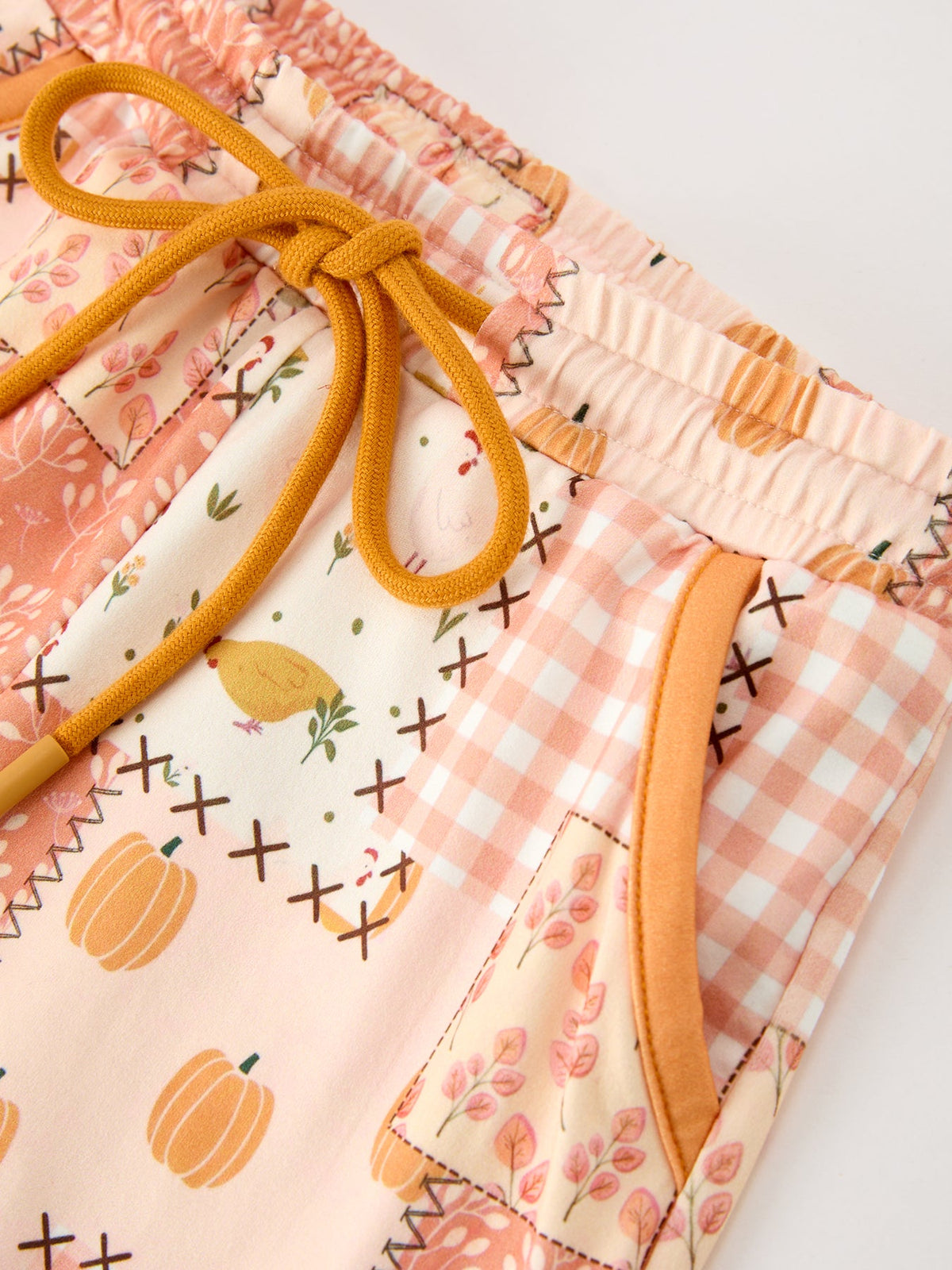 Rylee Faith Designs - Thanksgiving Pumpkin Patchwork Girls Top And Shorts Outfit - alternate view 5