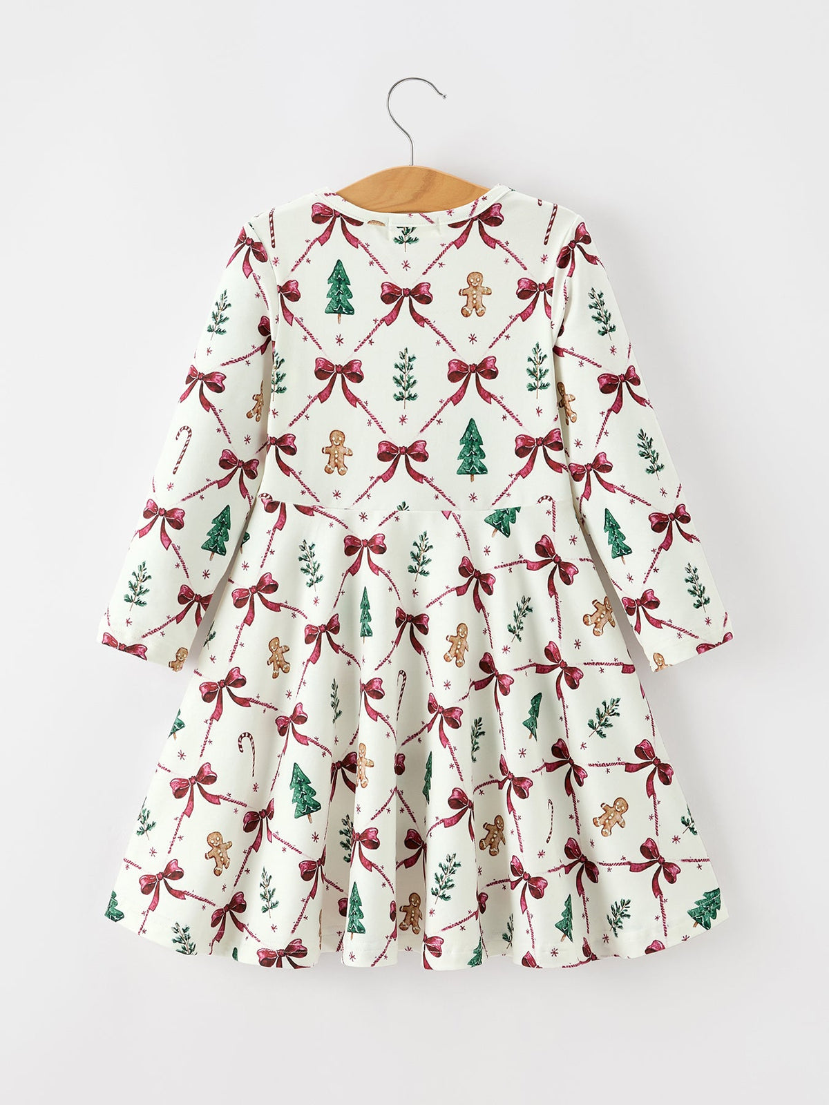 Rylee Faith Designs - Christmas Bow and Gingerbread Print Girls Twirl Dress - alternate view 2