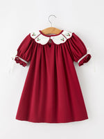 Rylee Faith Designs - Christmas Holly Embroidered Girls Dress Petals Collar Puff Sleeve - alternate view 2