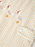 Rylee Faith Designs - Goose Embroidered Beige Plaid Baby Boys Jonjon - alternate view 4