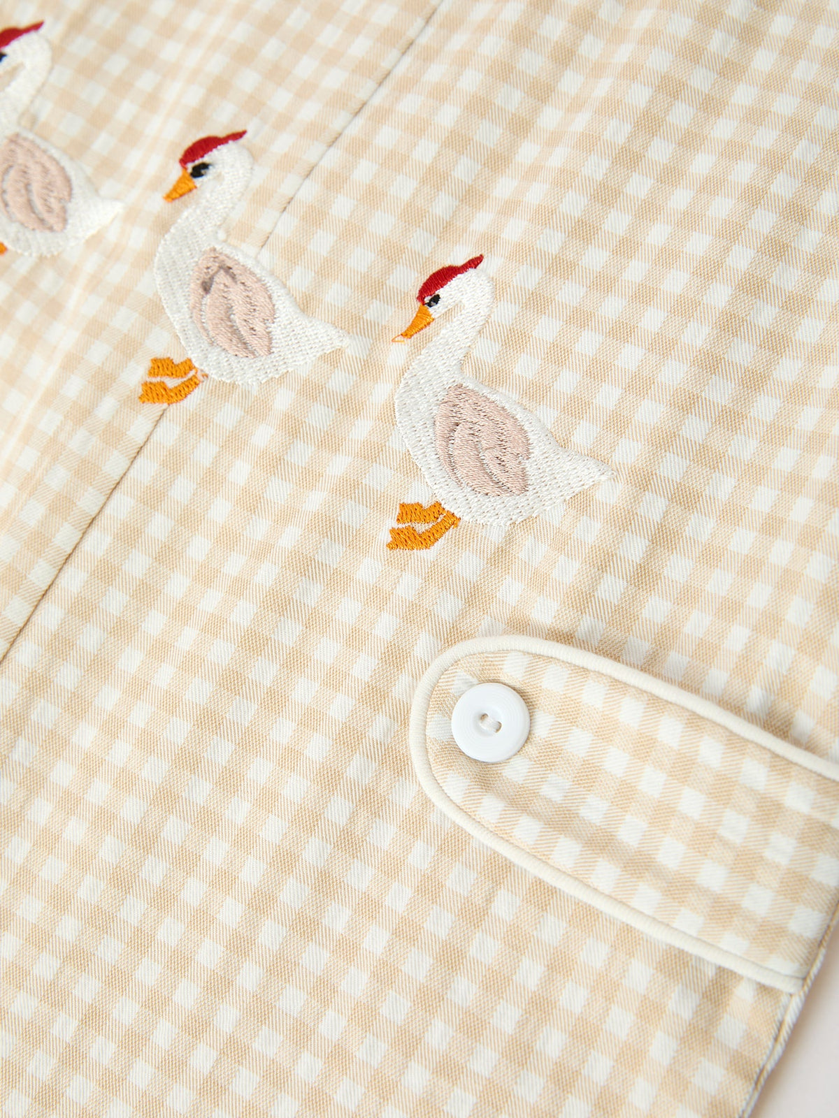 Rylee Faith Designs - Goose Embroidered Beige Plaid Baby Boys Jonjon - alternate view 4