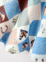 Rylee Faith Designs - Western Horse Patchwork Print Girls Short Sleeve Twirl Dress - alternate view 5