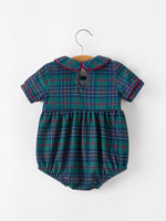 Rylee Faith Designs - Christmas Baby Boys Plaid Smocked Peter Pan Collar Bubble Romper - alternate view 2