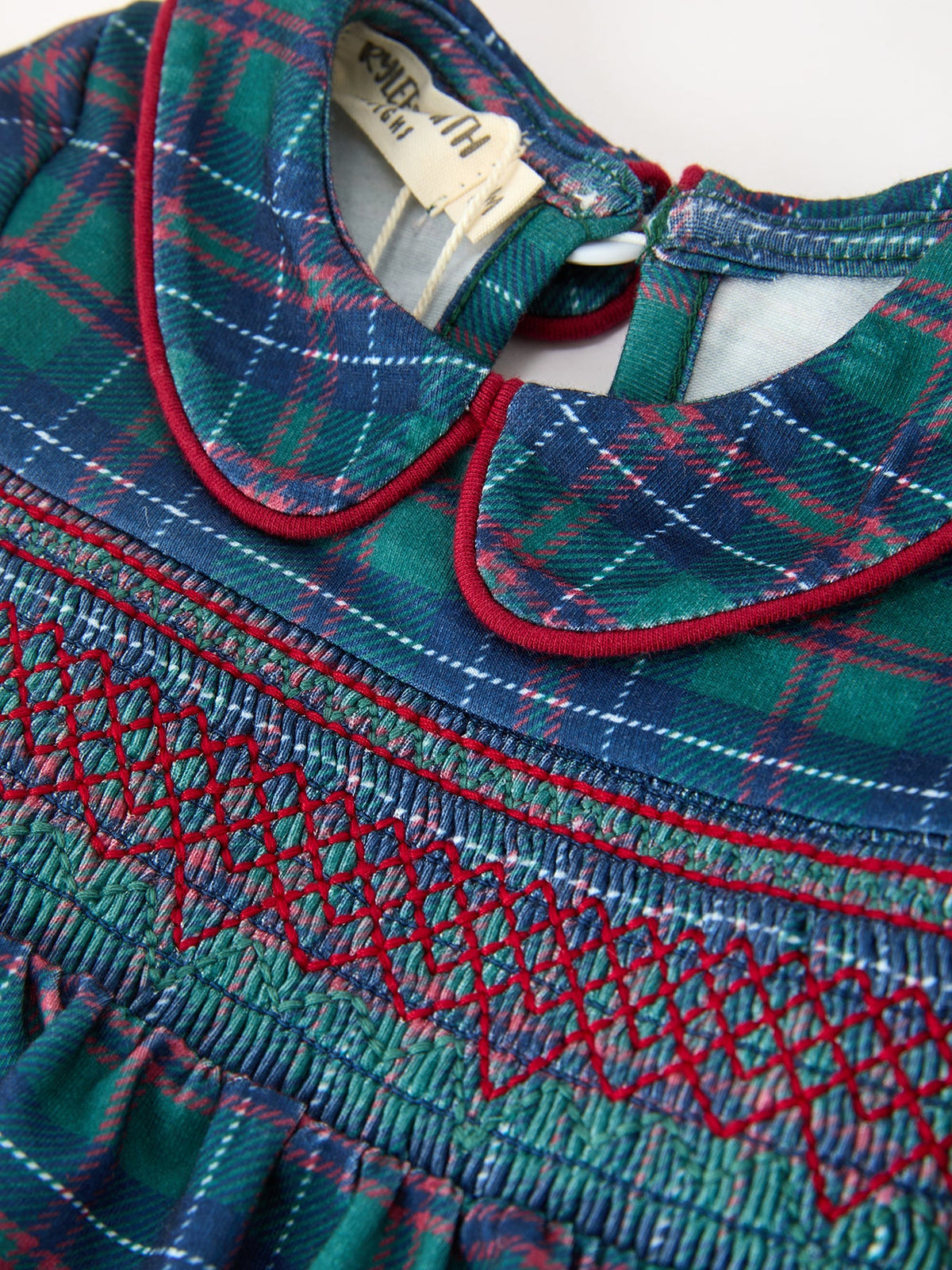 Rylee Faith Designs - Christmas Baby Boys Plaid Smocked Peter Pan Collar Bubble Romper - alternate view 3