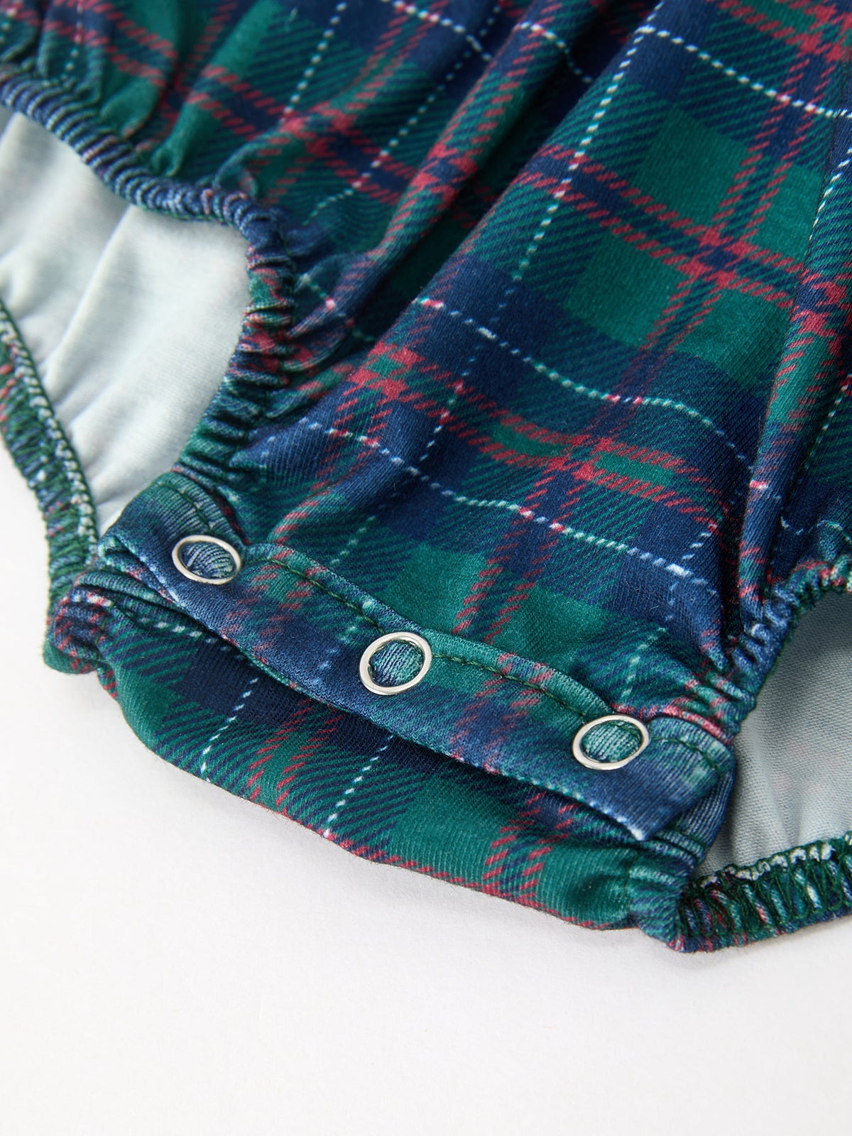 Rylee Faith Designs - Christmas Baby Boys Plaid Smocked Peter Pan Collar Bubble Romper - alternate view 5