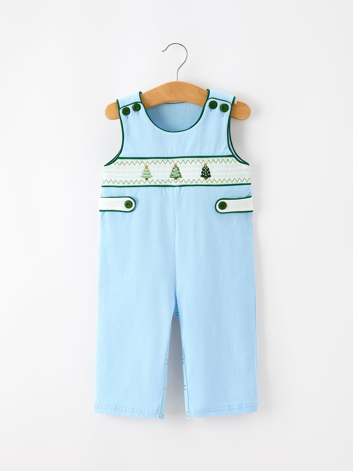 Rylee Faith Designs - Christmas Boys Blue Christmas Tree Embroidered JonJon
