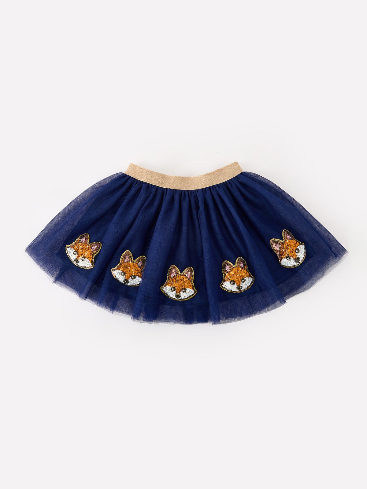 Rylee Faith Designs - FALL Girls Navy Fox Sequin Tulle Tutu Skirt