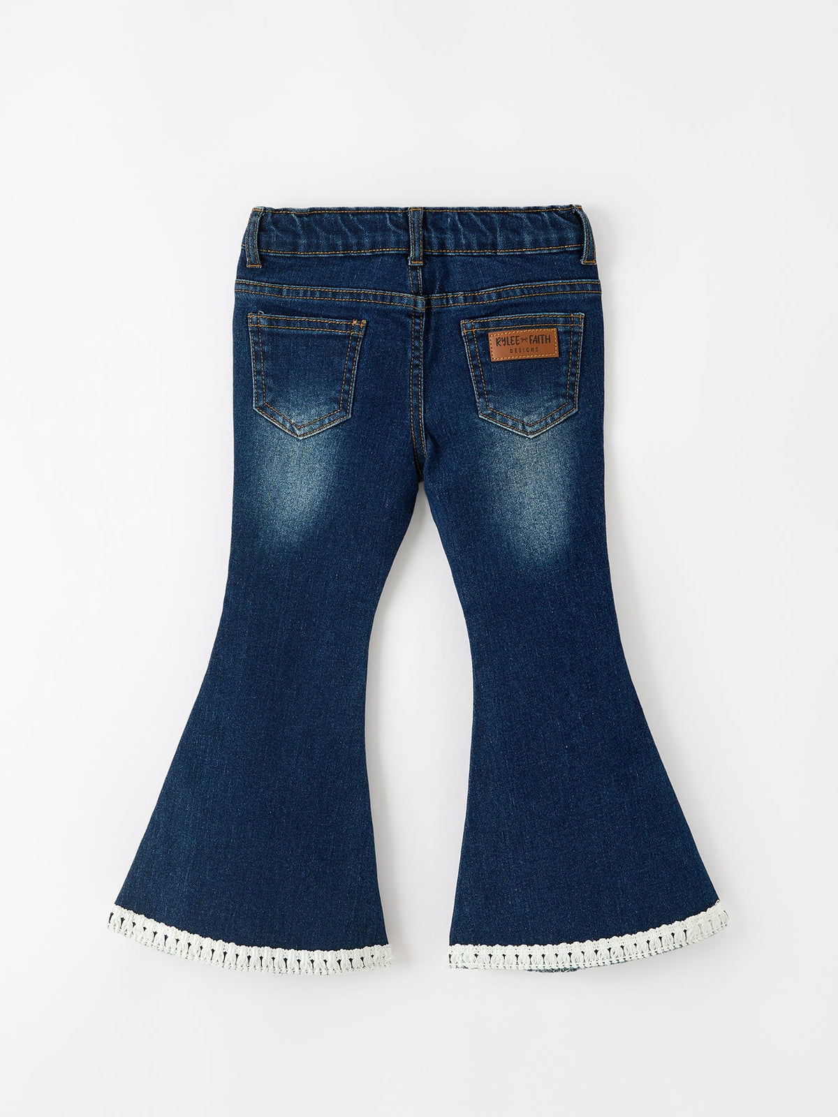 Rylee Faith Designs - FALL Girls Floral Appliqué Denim Bell Bottom Jeans - alternate view 2