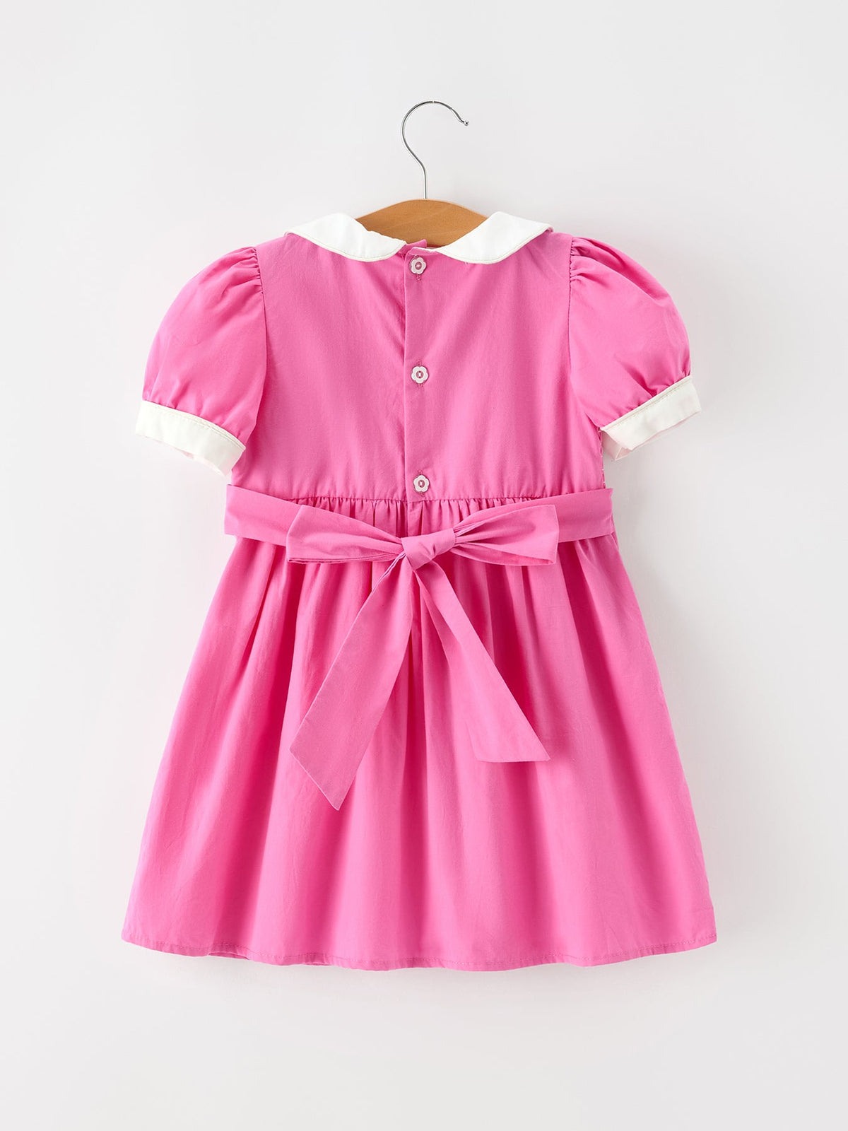 Rylee Faith Designs - FALL Girls Hot Pink Floral Embroidered Smocked Dress - alternate view 2
