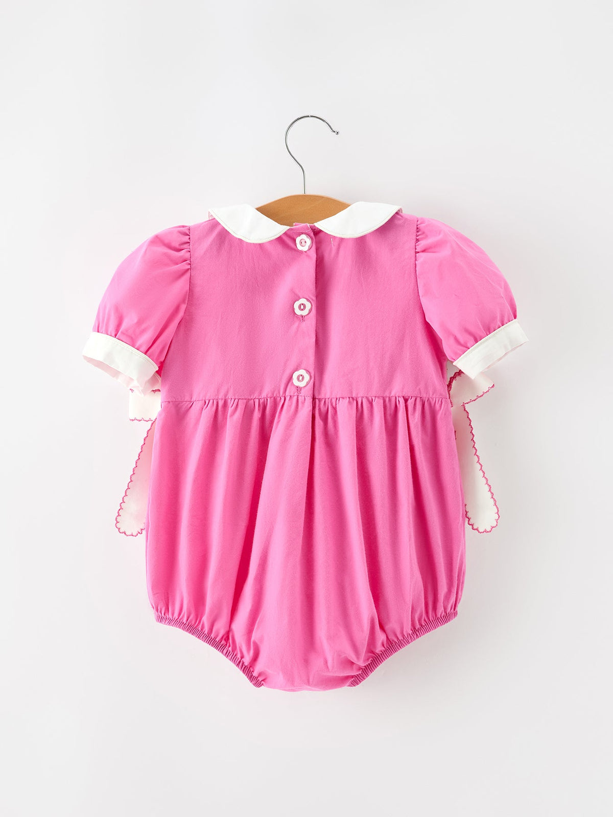 Rylee Faith Designs - FALL Girls Hot Pink Floral Smocked Bow Bubble Romper - alternate view 2