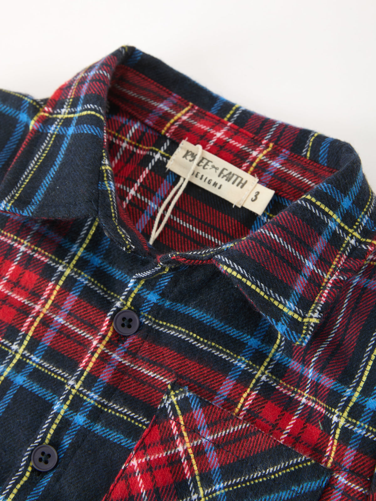 Rylee Faith Designs - Christmas Boys Red Navy Plaid Button Down Shirt - alternate view 4