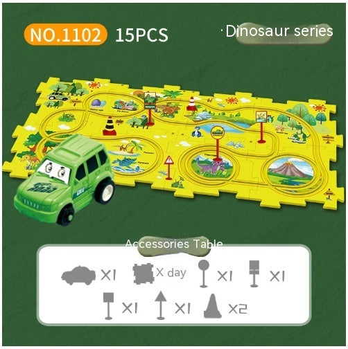 Children Puzzle Electric Railroad Speeder DIY Assembly Electric Car Automatic Rail City Scene Construction Education Toy Gift - Cindi Book