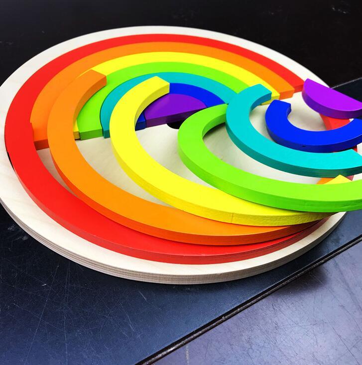 Jigsaw Puzzle Large 12-piece Arch Bridge Rainbow Building Blocks Early Childhood Education Toys - Cindi Book