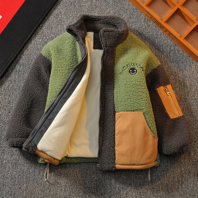 Stitching Contrast Color Fashionable Lamb Wool Warm - Cindi Book