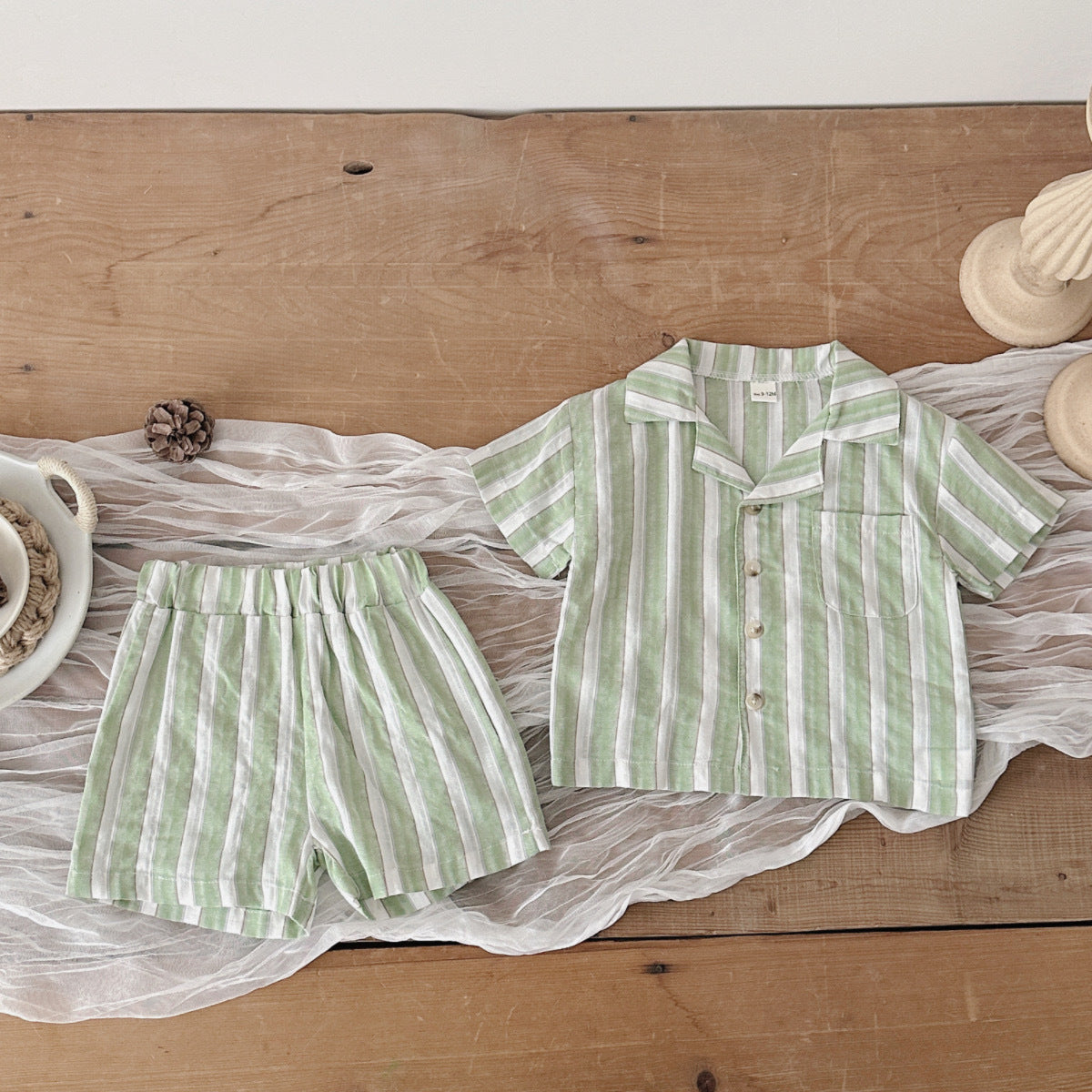 Children's Striped Cool Breathable Short Sleeve Sports Shorts