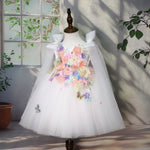 Children's Handmade Applique Dress White - Cindi Book