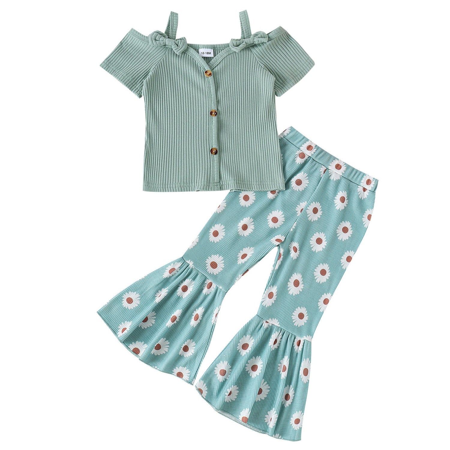 Girls Sling Shirt Wide Leg Pants Set