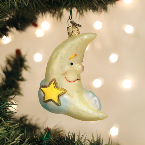 Old World Christmas Mister Moon Ornament - hand-blown glass Christmas tree ornament