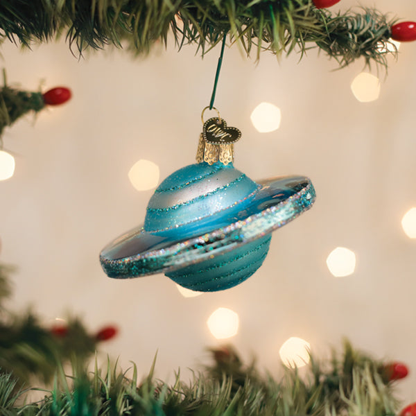 Old World Christmas Planet Uranus Ornament - hand-blown glass Christmas tree ornament